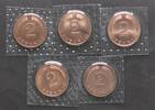 Deutschland 2 Pfennig 2 Pfennig 1992 A,D,F,G,J 5 Münzen komplett Stempelglanz, in Folie -