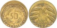 Weimar 50 Pfennig dezentriert Fehlprägung: 50 Rentenpfennig 1924 F 10 % dezentriert, ohne Riffelrand -
