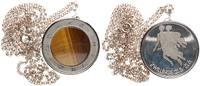 Silber 835 Kette Silber 835, Tigerauge mit Horoskop (zwillinge) Anhänger, 31,3g -