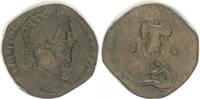 Antike / Römische Kaiserzeit / Marcus Aurelius Sesterz Marcus Aurelius, Germania n.l. sitzend unter Tropaeum + Waffenhaufen, SC -