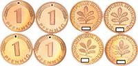 Deutschland 1 Pfennig 1 Pfennig 1975 D,F,G,J 4 Münzen komplett Polierte Platte -