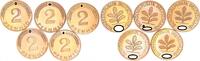 Deutschland 2 Pfennig 2 Pfennig 1994 A,D,F,G,J 5 Münzen komplett PP -