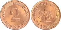 Deutschland 2 Pfennig 2 Pfennig 1950 G seltene Erhaltung: Prachtexemplar, Stempelglanz -
