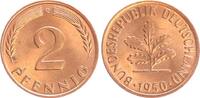 Deutschland 2 Pfennig 2 Pfennig 1950 G seltene Erhaltung: Prachtexemplar, Stempelglanz -