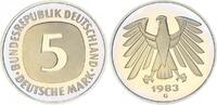 Deutschland / Bundesrepublik 5 Mark 5 DM Kursmünze 1983G TOP-Erhaltung ! Polierte Platte (PP, Proof) -
