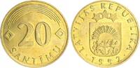 Lettland 20 Santimu Lettland 20 Santimu 1992 prägefrisch auf Ronde des 10 PF BRD Messingplattiert -