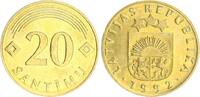 Lettland 20 Santimu Lettland 20 Santimu 1992 prägefrisch auf Ronde des 10 PF BRD Messingplattiert -