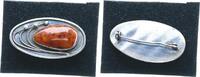 Deutschland Silber Jugendstilbrosche Brosche, Silber, Bernstein(2,7 x 1,5), ca. 2,5 x 4,7cm groß -
