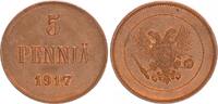 Finland 5 Pennniä Finnland / Russland 5 Penniä Kupfer 1917 Prägefrisch -