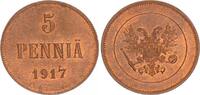 Finland 5 Pennniä Finnland / Russland 5 Penniä Kupfer 1917 Prägefrisch -