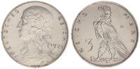 Deutschland /Weimar/ Probeprägung 3 Mark Probe 1925 D Weimar 3 Mark 1925 D Motivpr. in Silber,VS und RS neues Design, vz-st -