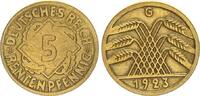 Deutschland / Weimar 5 Pfennig 5 Pfennig J.308 1923 G seltenes Jahr/Mzz. -