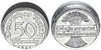 Deutschland - Weimarer Republik 50 Pfennig Weimar 50 Pfennig J.301 dezentrierte Fehlprägung ohne Riffelrand -
