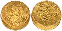 Deutschland - Weimarer Republik 50 Pfennig Fehlprägung Weimar Fehlprägung: 50 Rentenpfennig 1924 A 20 % dezentriert, ohne Riffelrand -