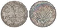 Deutsches Kaiserreich 1/2 Mark Halbe Mark 1919 J - Hamburg - Silber -