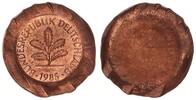 Deutschland 1 Pfennig Probe Produktions Probe Abschlag der Baumseite auf ausgewalztem Schrötling -