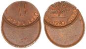 Deutschland 1 Pfennig 1980 60% dezentriert BRD 1 Pfennig 1980 Fehlprägung: 60% dezentriert -