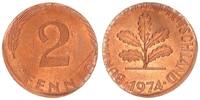 Deutschland 2 Pfennig BRD 2 Pfennig 1974 F Fehlprägung auf zu kleiner 1 Pfennig Ronde, nur 2,02g !!! -