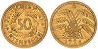 Weimar 50 Pfennig Fehlprägung ohne Riffelrand,Rand glatt Weimar, Fehlprägung: 50 Pfennig 1924 A J.310 ohne Riffelrand, Rand glatt -