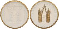 Deutschland / Löbau Porzellanmedaille, teilvergoldet Medaille: 700 Jahre Stadt Löbau, Meissner Porzellan -