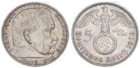 Drittes Reich - Deutschland 5 Mark Reichsmark 3. Reich 5 Mark Hindenburg 1938 F -