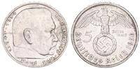 Drittes Reich - Deutschland 5 Mark Reichsmark 3. Reich 5 Mark Hindenburg 1936 G -