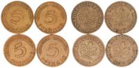 XXX Deutschland Lot 5 Pfennig 1 Satz Bank dt.Länder- 5 Pfennig 1949 D F G J -