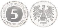 Deutschland / Bundesrepublik 5 Mark 5 DM Kursmünze 1982 D TOP-Erhaltung ! Polierte Platte (PP, Proof) -