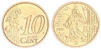 Frankreich  10 Cent Kursmünze 2001 prägefrisch  Besseres Jahr !!! UNC