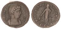 Antike / Römische Kaiserzeit / Helena Bronze Helena Bronzemünze Teilfollis Büste n.r., Securitas n.l. stehend -
