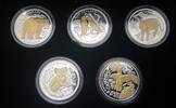 Liberia 10 Dollars Teilvergoldete Tier-Silbermünzen mit Diamanten -