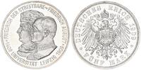 Sachsen 5 Mark 5 Mark Silber 1909 Sachsen 500 Jahre Uni Leipzig,Prachtexemplar -