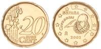 Spanien 20 Cent Fehlprägung Spanien 20 Cent 2002 auf dünnem Schrötling mit Randkerben -