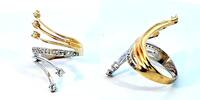 585 Gold Ring mit Zirkonen Weiß und Gelb Gold, Ringgröße 61 -