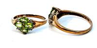 333 Gold Ring mit Grünstein und kleinen Diamanten Ringgröße 57 -
