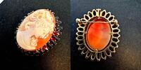 333 Gold Granat und Gemme Brosche, 4cm groß -