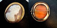 Deutschland 585 Gold Gemme Brosche 5,5cm lang, 15,23g -