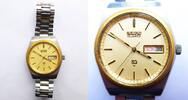 Japan, HERREN ARMBANDUHR, Für BASTLER: Vintage Seiko Quartz SQ Day / Date zweifarbige Herrenuhr-wohl 80er, -