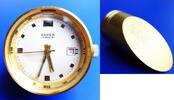 Schweiz, Tischuhr, Kaminuhr hübsche origin. Vintage Tischuhr, vergoldet, Datum, Uhrwerk: EB 8800-gute Funkt, -
