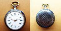 Schweiz, Damen Taschenuhr, Zyl. DAMEN TASCHENUHR, Silber-0,800, sehr schönes NIELLO-gute Funktion-ca. 1900, -