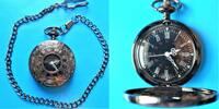unbek. Herstellungsland, HERREN TASCHENUHR, neuere TASCHENUHR m. Kette, Sprungdeckel (Halbsavonnette),Quartz, gute Funktion, -