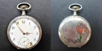 Schweiz, HERREN TASCHENUHR, HERREN TASCHENUHR, Silber - 0,800, Zifferblattschäden, gute Funktion, ca. 1915, -