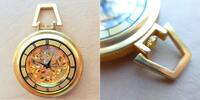 unbek. Herstell.land, Herren TASCHENUHR, Herren Skelett TASCHENUHR, vergoldet, Ankerhemmung, gute Funktion, -