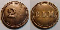 Kolonien: Deutsch-Südwestafrika Messingmarke zu 2/- Deutsch-Südwestafrika Oranje/Lüderitz Wertmarke zu 2/- der Diamantenmine CDM -