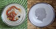 1 Dollar 2012 Australien Jahr des Drachen  Lunar-Serie II  koloriert (Roter Drachen) 