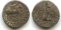 Mittelalter tetradrachm Billon of Aspavarma (ca.15-45 CE), Apracharajas, Indo-Scythians -