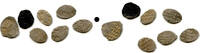Antike Lot of 7 various silver wire kopeks, 16th-17th century, Russia -