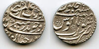 Mittelalter rupee Silver Aurangzeb , 1077/RY9, Surat, Mughal Empire, India -