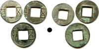 Weltmünzen bronze Lot of 3 various Wu Zhu coins, 115 BC-220 AD, Han dynasties, China -