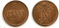 Europa 1 penni Copper Nicholas II (1894-1917), 1911, Finland under Russian Empire -
